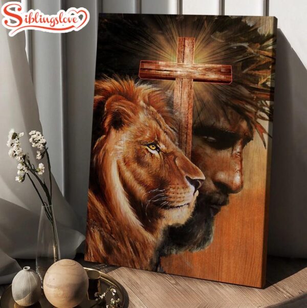 Cross The Face Of Jesus Lion King Canvas Posters