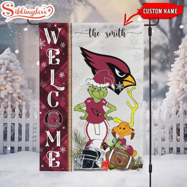 Custom Family Name Arizona Cardinals Grinch Christmas Welcome Football Garden And House Flag