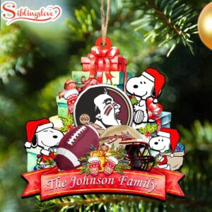 Custom Family Name NCAA Florida State Seminoles Snoopy Christmas Ornament Hanging