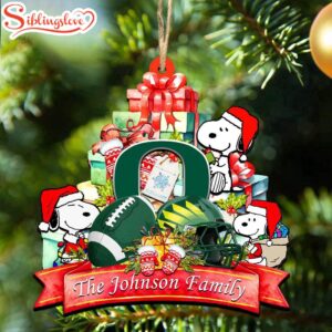 Custom Family Name NCAA Oregon Ducks Snoopy Christmas Ornament Hanging