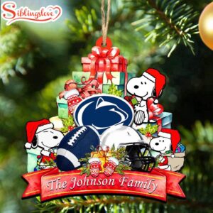 Custom Family Name NCAA Penn State Nittany Lions Snoopy Christmas Ornament Hanging