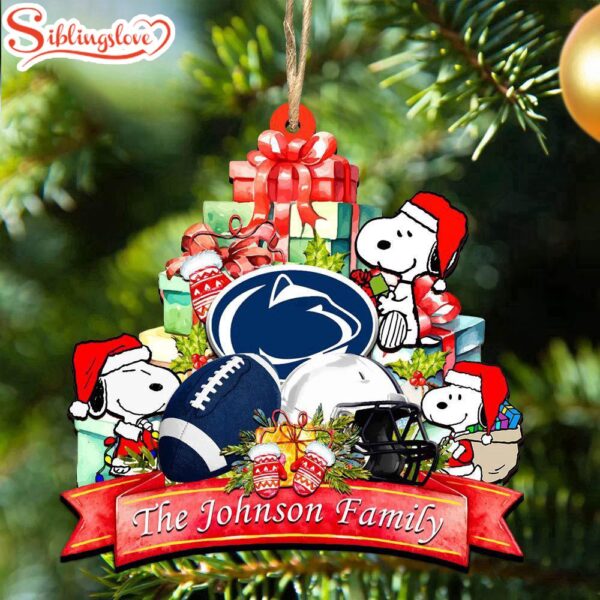 Custom Family Name NCAA Penn State Nittany Lions Snoopy Christmas Ornament Hanging