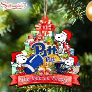 Custom Family Name NCAA Pittsburgh Panthers Snoopy Christmas Ornament Hanging