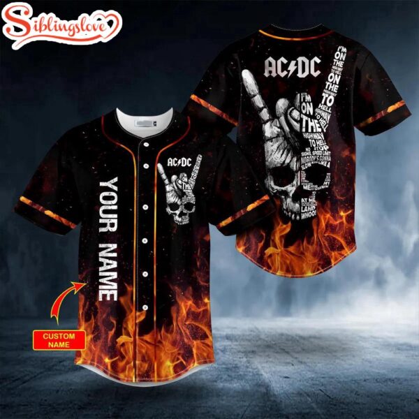 Custom Name ACDC Rock Skull Halloween Baseball Jersey Shirt