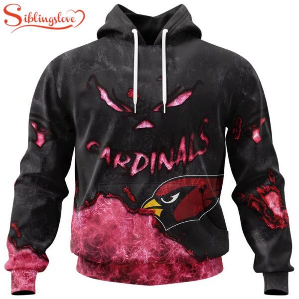 Custom Name And Number Arizona Cardinals Skull Face All Over Print Hoodie Shirt