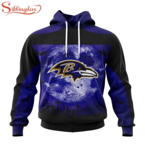 Custom Name And Number Baltimore Ravens NFL Special Halloween Night 3D Hoodie Shirt