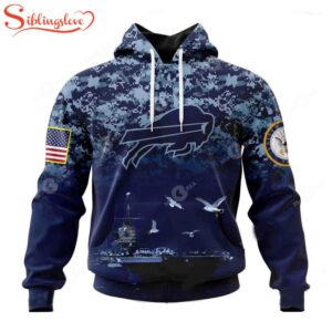 Custom Name And Number Buffalo Bills Honor US Navy Veterans 3D Hoodie Shirt