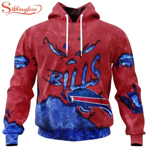 Custom Name And Number Buffalo Bills Skull Face All Over Print Hoodie Shirt