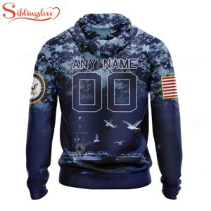 Custom Name And Number Carolina Panthers Honor US Navy Veterans 3D Hoodie Shirt