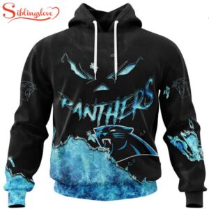 Custom Name And Number Carolina Panthers Skull Face All Over Print Hoodie Shirt