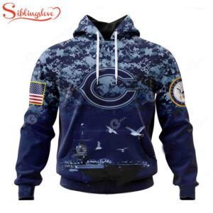 Custom Name And Number Chicago Bears Honor US Navy Veterans 3D Hoodie Shirt