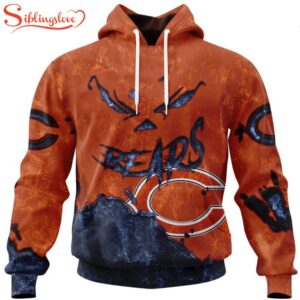 Custom Name And Number Chicago Bears Skull Face All Over Print Hoodie Shirt