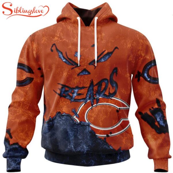 Custom Name And Number Chicago Bears Skull Face All Over Print Hoodie Shirt