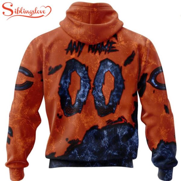 Custom Name And Number Chicago Bears Skull Face All Over Print Hoodie Shirt