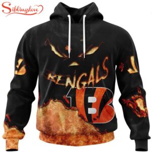 Custom Name And Number Cincinnati Bengals Skull Face All Over Print Hoodie Shirt