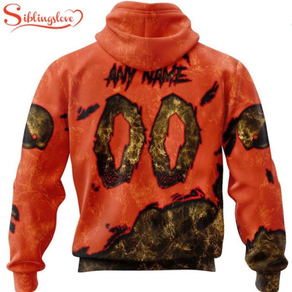 Custom Name And Number Cleveland Browns Skull Face All Over Print Hoodie Shirt