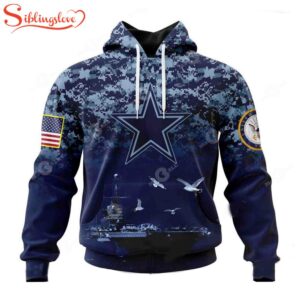 Custom Name And Number Dallas Cowboys Honor US Navy Veterans 3D Hoodie Shirt