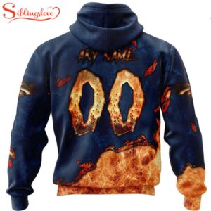 Custom Name And Number Denver Broncos Skull Face All Over Print Hoodie Shirt