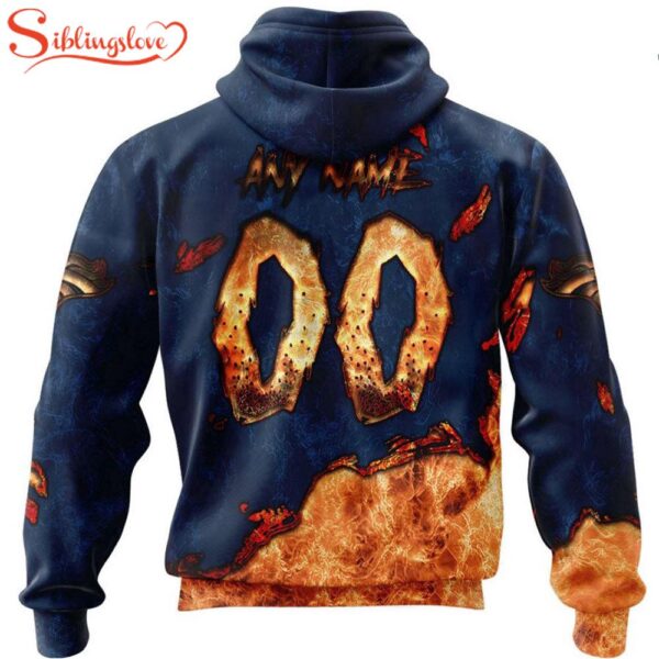 Custom Name And Number Denver Broncos Skull Face All Over Print Hoodie Shirt