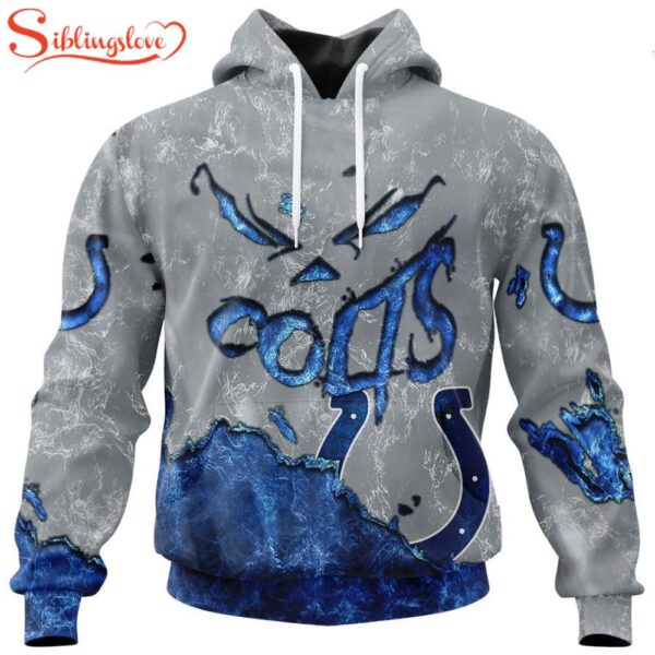 Custom Name And Number Indianapolis Colts Skull Face All Over Print Hoodie Shirt