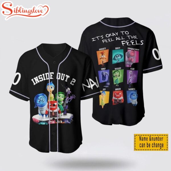 Personalized Cartoon Inside Out 2 Emotions Baseball Jersey Shirt