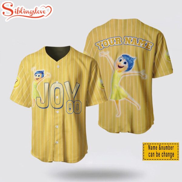 Personalized Cartoon Inside Out Joy Yellow Baseball Jersey Shirt