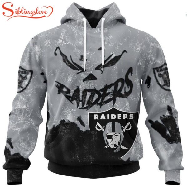 Custom Name And Number Las Vegas Raiders Skull Face All Over Print Hoodie Shirt