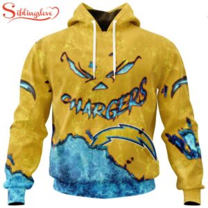 Custom Name And Number Los Angeles Chargers Skull Face All Over Print Hoodie Shirt