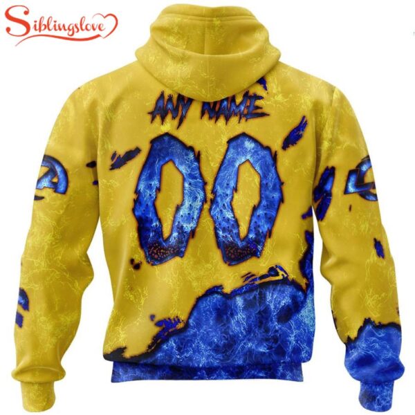 Custom Name And Number Los Angeles Rams Skull Face All Over Print Hoodie Shirt