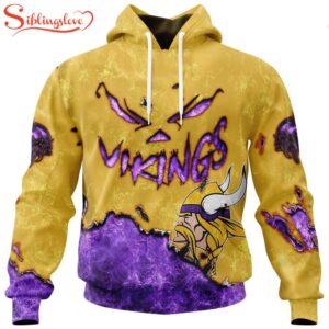 Custom Name And Number Minnesota Vikings Skull Face All Over Print Hoodie Shirt