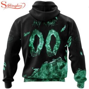 Custom Name And Number New York Jets Skull Face All Over Print Hoodie Shirt