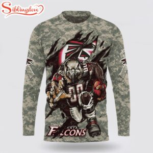 Custom Name And Number NFL Atlanta Falcons Camo Mascot All Over Print SweatShirt