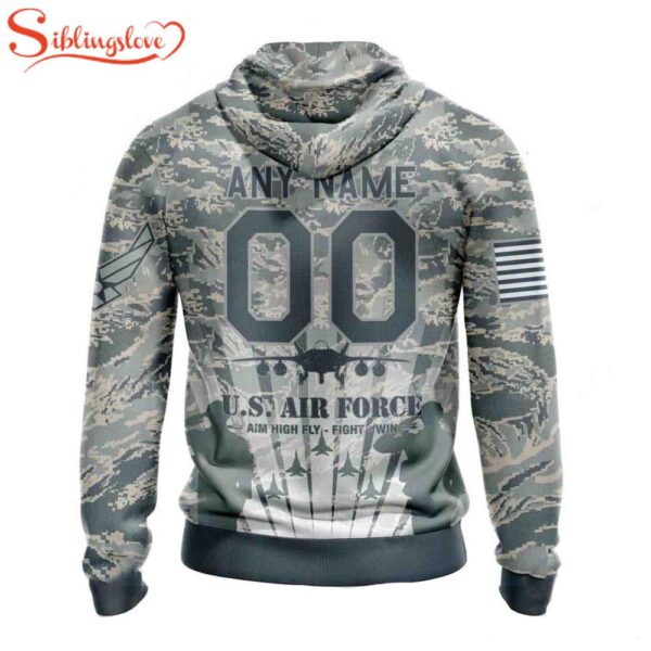 Custom Name And Number NFL Atlanta Falcons Honor US Air Force Veterans 3D Hoodie Shirt