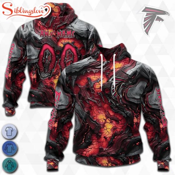 Custom Name And Number NFL Atlanta Falcons Lava Pattern 3D Hoodie Shirt