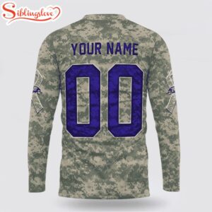 Custom Name And Number NFL Baltimore Ravens Camo Mascot All Over Print SweatShirt