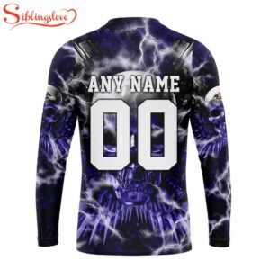 Custom Name And Number NFL Baltimore Ravens Expendables Skull Halloween 3D Sweatshirt