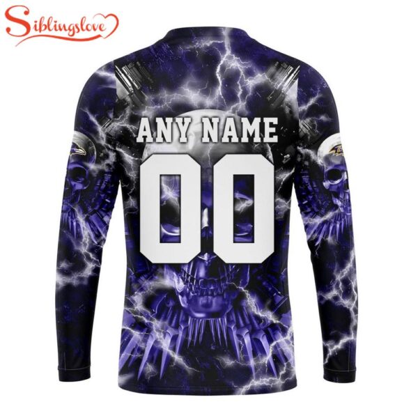 Custom Name And Number NFL Baltimore Ravens Expendables Skull Halloween 3D Sweatshirt