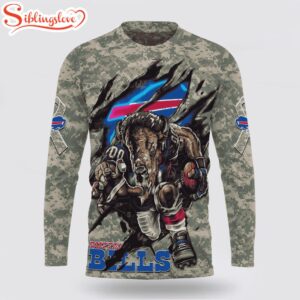 Custom Name And Number NFL Buffalo Bills Camo Mascot All Over Print SweatShirt