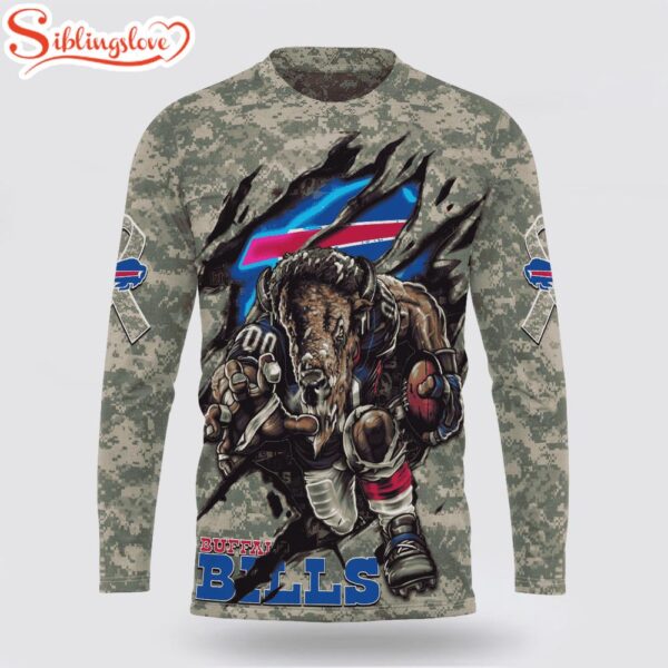 Custom Name And Number NFL Buffalo Bills Camo Mascot 3D Sweatshirt Gift For Fans