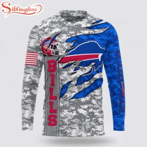 Custom Name And Number NFL Buffalo Bills Camo US All Over Print SweatShirt