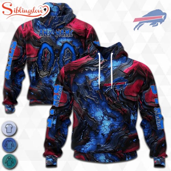 Custom Name And Number NFL Buffalo Bills Lava Pattern 3D Hoodie Shirt