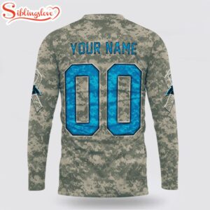 Custom Name And Number NFL Carolina Panthers Camo Mascot All Over Print SweatShirt