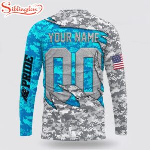 Custom Name And Number NFL Carolina Panthers Camo US All Over Print SweatShirt