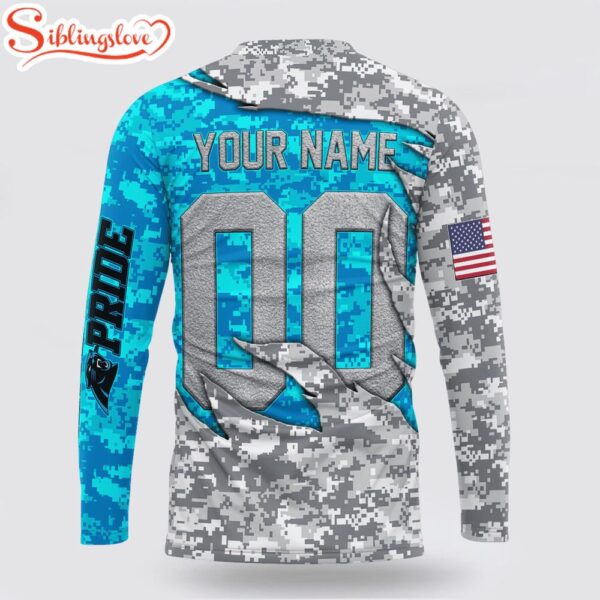 Custom Name And Number NFL Carolina Panthers Camo US 3D Sweatshirt Gift For Fans