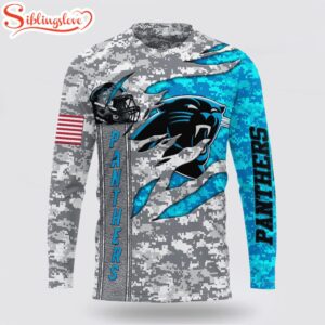 Custom Name And Number NFL Carolina Panthers Camo US All Over Print SweatShirt