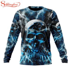 Custom Name And Number NFL Carolina Panthers Expendables Skull Halloween 3D Sweatshirt