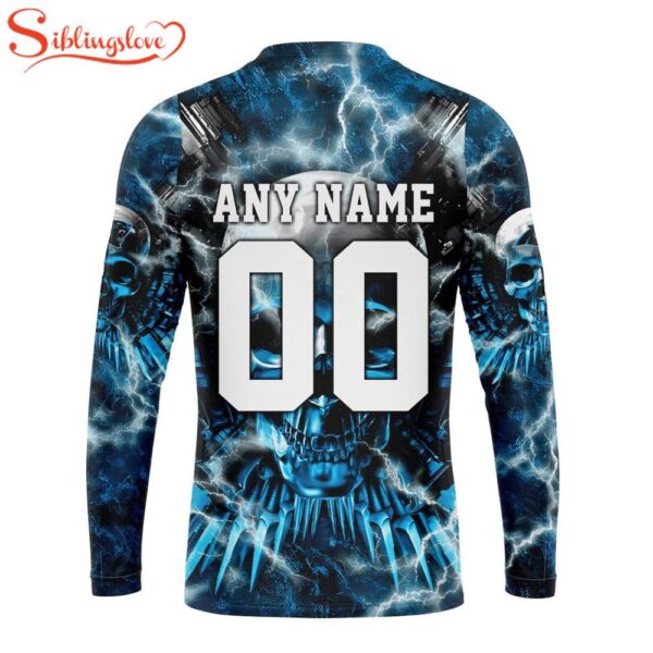 Custom Name And Number NFL Carolina Panthers Expendables Skull Halloween 3D Sweatshirt