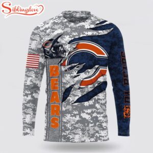 Custom Name And Number NFL Chicago Bears Camo US All Over Print SweatShirt