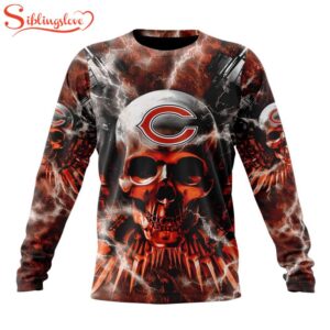 Custom Name And Number NFL Chicago Bears Expendables Skull Halloween 3D Sweatshirt