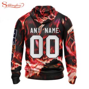 Custom Name And Number NFL Chicago Bears Skull Happy Halloween 3D Hoodie Shirt